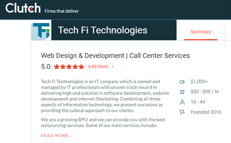 Tech Fi Wins Best Global Inbound Appointment Setting Firm on Clutch
